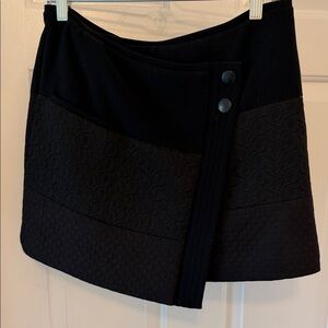 CAbi Black Textured Panel Wrap Mini Skirt